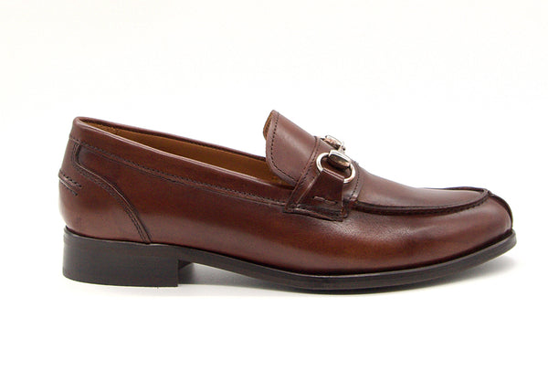 Mocasín  Piel Coñac con Adorno